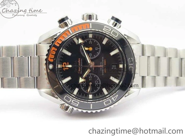 0424 FastDry Planet Ocean Master Chrono SS OM 1:1 Best Edition Black Dial On SS Bracelet A9900 V 8112